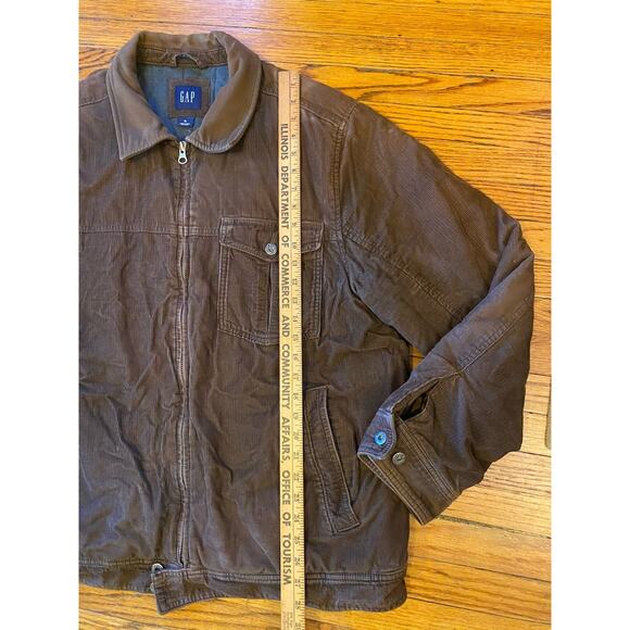 Vintage Y2K Gap Jacket Corduroy Quilted Contrast Collar Full Zip Brown Mens XL - Picture 6 of 10